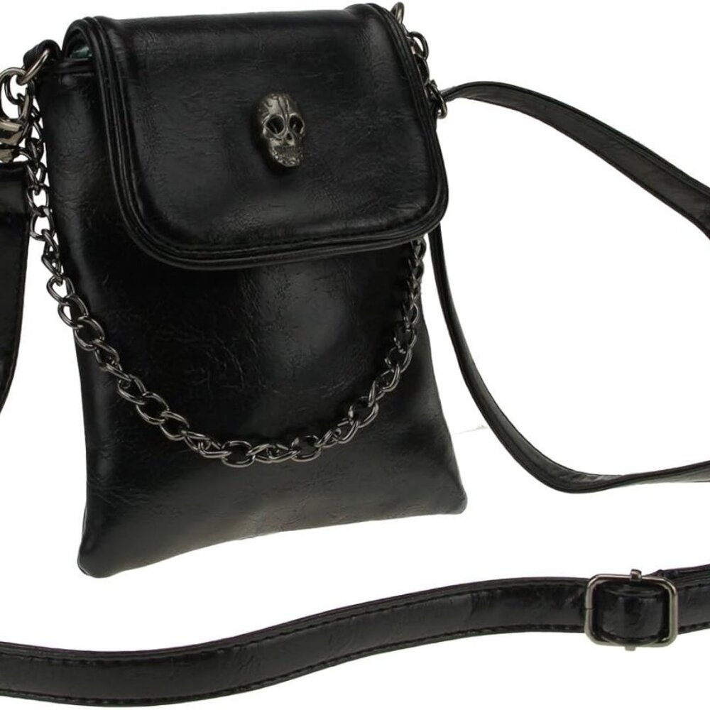 Women Girls Studded Skull Gothic Crossbody Shoulder Bag Travel Leather Handbag C